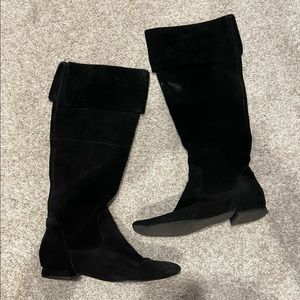 Bleka Black Knee High Suede Boots Size 5
